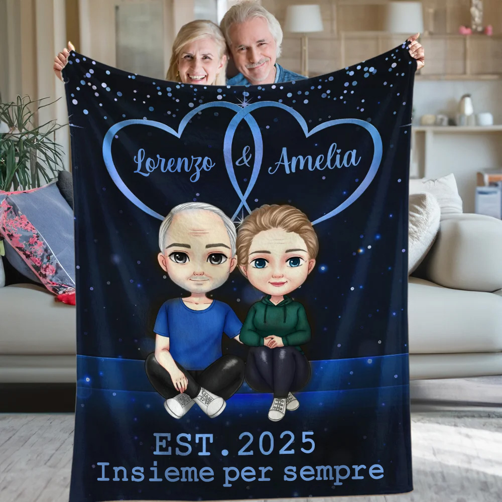Coperta Personalizzata Con Una Coppia In Stile Cartone Animato Cielo - 3