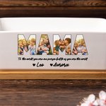 Gepersonaliseerd titelframe Foto's 1-12 Namen Keramische Plantenbak met Drainage en Bamboe Basis Verjaardag Moederdag Cadeau voor Mama Oma