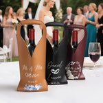 Personalised Wedding PU Leather Wine Bag for Bride with Name and Handle Protective Wine Accessories Engagement Gift for Wine Lovers Couple