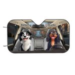 Personalised 1-4 3D Style Dog Cartoon Character Funny Car Windshield Sun Shade with Name Holiday New Car Birthday Gift for Dog Lovers Car Owner