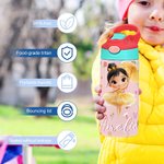 Personalisierte niedliche 3D Ballett Mädchen 12 oz isolierte Wasserflasche mit Strohhalm und Spill-Proof-Deckel Geburtstag zurück zu Schule Geschenk für Ballerina Kinder