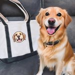 Personalised Embroidered 1-4 Dog Cat Pet Portrait Photos Large Canvas Tote Bag Birthday Gift for Mom Pet Lovers