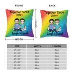 Personalized Together Since Year Cartoon Couple Soft Throw Pillow Cover with Names Home Decor Anniversary Birthday Gift for Couples