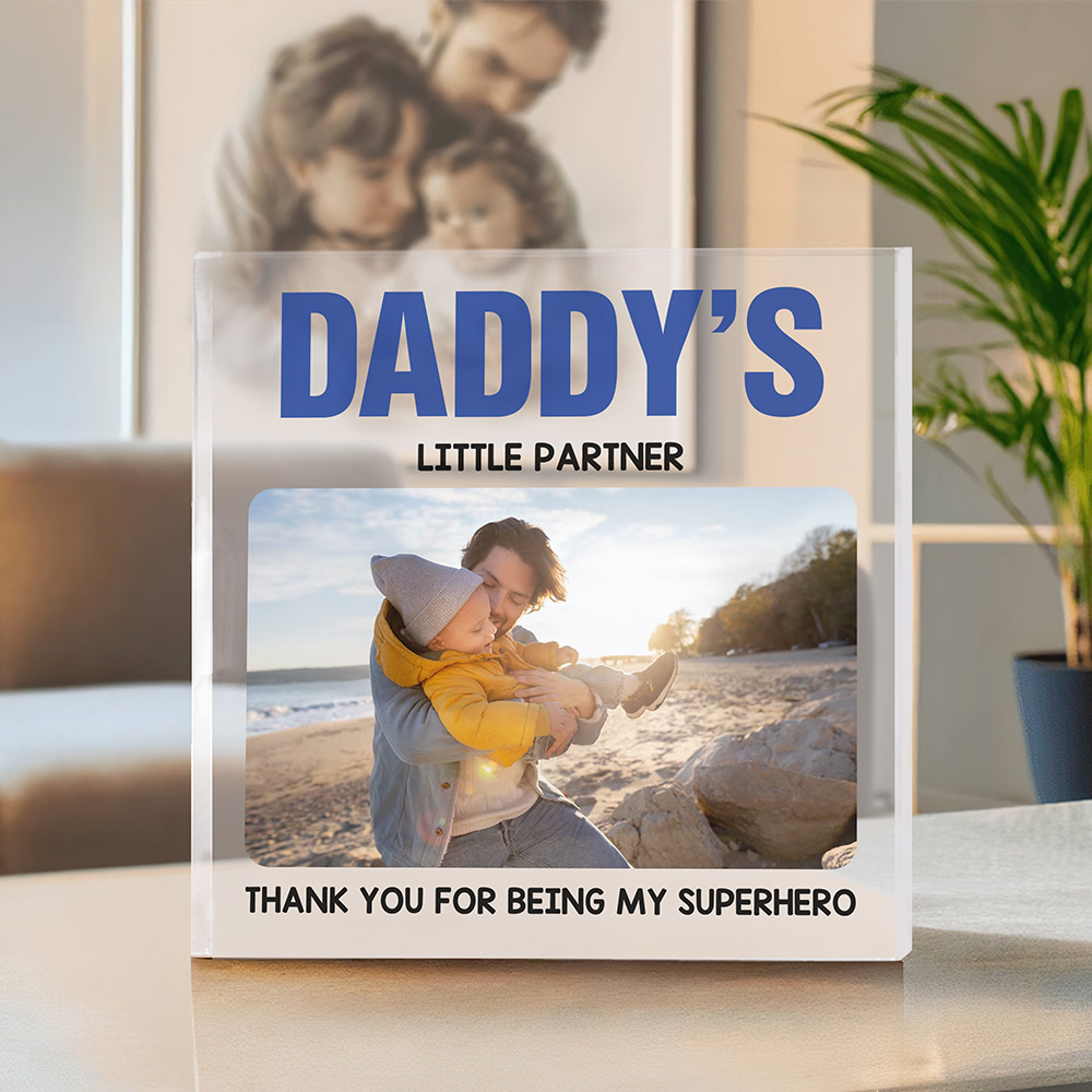 Plaque acrylique carrée personnalisée avec nom et textes pour la fête des pères Cadeau d'anniversaire pour papa grand-père