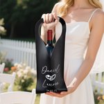 Personalised Wedding PU Leather Wine Bag for Bride with Name and Handle Protective Wine Accessories Engagement Gift for Wine Lovers Couple