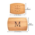 Personalized Engraved Leaf Charcuterie Cutting Board with Name Date and Juice Groove Housewarming Wedding Gift for Family