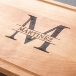 Personalized Engraved Leaf Charcuterie Cutting Board with Name Date and Juice Groove Housewarming Wedding Gift for Family