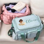 Bolsa de viaje grande con nombre y correa para el hombro Personalizada Chica Bailarina de dibujos animados Accesorios deportivos Regalo de cumpleaños para ella