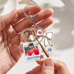 Llavero acrílico personalizado con foto de béisbol y nombre del equipo Día del partido Regalo de cumpleaños para los amantes del deporte