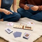 Personalised Engraved Animal Navigation Pattern Portable Cribbage Board with Wooden Pegs Camping Outdoor Activities Birthday Gift for Cribbage Lovers