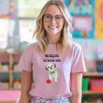 Personalised My Dog Ate My Lesson Plan Soft T-shirt  with Names Teacher's Day Birthday Gift for Teachers Dog Lovers