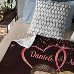 Coperta personalizzata con una coppia in stile cartone animato cielo stellato cuore morbida con nomi e anno regalo di San Valentino per coppie