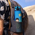 Personalized Cartoon Characters Birth Flower 32oz Motivational Sport Water Bottle with Time Marker and Name Birthday Gift for Family