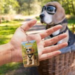 Gepersonaliseerde foto 3D-effect Cartoon acryl sleutelhanger met titel verjaardag Gift voor familie vrienden