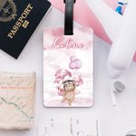 Personlig söt liten björn pilot akvarell bagagetagg med namn resetillbehör födelsedag julklapp för pojkar flickor