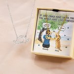 Personalized Line Dog Cat Pet Angel Wings Necklace with Name and Card Memorial Jewelry Sympathy Sentimental Gift for Pet Owners Lovers