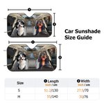 Personalised 1-4 3D Style Dog Cartoon Character Funny Car Windshield Sun Shade with Name Holiday New Car Birthday Gift for Dog Lovers Car Owner