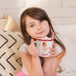 Personalised Cute Cartoon Ballet Girl 12 oz Multicolour Rim Enamel Mug with Name Birthday Christmas Gift for Girls