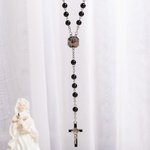 Personalised Rosary Cross Necklace with Heat-Activated Hidden Photo Religious Memorial Gift for Christians