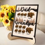 Plaque en bois personnalisée avec 1-12 noms et prénoms Cadeau de fête des pères pour papa grand-père