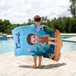 Asciugamano da spiaggia personalizzato con personaggio e nome oversize ad asciugatura rapida tema mondo marino regalo estivo per amici e familiari
