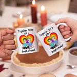Personalized Together Since Year Heart Cartoon Couple Character 11 oz Ceramic Coffee Mug with Names Anniversary Birthday Gift for Couples