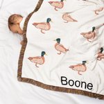 Personalisierte niedliche Stockente weiche Decke mit Namen und Quasten Kinderzimmer Dekoration Geburtstag Baby Dusche Geschenk für neugeborenes Kind