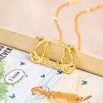 Personalized Line Dog Cat Pet Angel Wings Necklace with Name and Card Memorial Jewelry Sympathy Sentimental Gift for Pet Owners Lovers