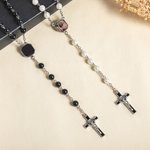 Personalised Rosary Cross Necklace with Heat-Activated Hidden Photo Religious Memorial Gift for Christians