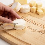 Personalized Engraved Leaf Charcuterie Cutting Board with Name Date and Juice Groove Housewarming Wedding Gift for Family