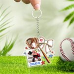 Llavero acrílico personalizado con foto de béisbol y nombre del equipo Día del partido Regalo de cumpleaños para los amantes del deporte