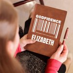 Taccuino personalizzato multicolore a tema cristiano A5 in pelle PU con nome Ritorno a scuola Battesimo Regalo di compleanno per cristiani