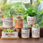 Gepersonaliseerd titelframe Foto's 1-12 Namen Keramische Plantenbak met Drainage en Bamboe Basis Verjaardag Moederdag Cadeau voor Mama Oma