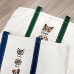 Personalized Embroidered 1-4 Dog Cat Pet Portrait Photos Oxford Tote Bag with Names Birthday Mother's Day Gift for Pet Mom Lover