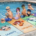 Gepersonaliseerde Cartoon Kwal Schildpad Oceaan Dieren Sneldrogend Oversized Strandlaken met Naam Zomerfeest Reizen Essentieel Geschenk voor Kinderen