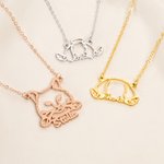 Personalized Line Dog Cat Pet Angel Wings Necklace with Name and Card Memorial Jewelry Sympathy Sentimental Gift for Pet Owners Lovers