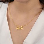 Personalized Line Dog Cat Pet Angel Wings Necklace with Name and Card Memorial Jewelry Sympathy Sentimental Gift for Pet Owners Lovers