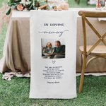 Henkilökohtainen In Loving Memory Photo Wedding Chair Sign Kangas teksti ja nimi Varattu istumajärjestys Koriste Memorial Lahja Newlyweds Parille