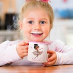 Personalised Cute Cartoon Ballet Girl 12 oz Multicolour Rim Enamel Mug with Name Birthday Christmas Gift for Girls