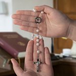 Personalised Rosary Cross Necklace with Heat-Activated Hidden Photo Religious Memorial Gift for Christians