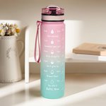 Personalized Cartoon Characters Birth Flower 32oz Motivational Sport Water Bottle with Time Marker and Name Birthday Gift for Family