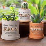 Gepersonaliseerd titelframe Foto's 1-12 Namen Keramische Plantenbak met Drainage en Bamboe Basis Verjaardag Moederdag Cadeau voor Mama Oma
