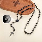 Personalised Rosary Cross Necklace with Heat-Activated Hidden Photo Religious Memorial Gift for Christians