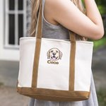 Personalized Embroidered 1-4 Dog Cat Pet Portrait Photos Oxford Tote Bag with Names Birthday Mother's Day Gift for Pet Mom Lover