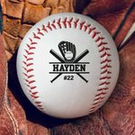 Personalized Baseball Field Bats Gloves Design Baseball with Name and Number Birthday Father's Day Team Gift for Dad Baseball Player