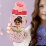 Personalisierte niedliche 3D Ballett Mädchen 12 oz isolierte Wasserflasche mit Strohhalm und Spill-Proof-Deckel Geburtstag zurück zu Schule Geschenk für Ballerina Kinder