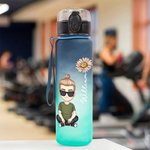 Personalisierte Cartoon-Charakter Geburtsblume Farbverlaufe Sport Wasserflasche mit Namen Geburtstag Geschenk für Familie