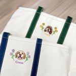 Personalizada Bordado Floral Mascota Cara Foto Impermeable Bolsa Grande con Nombre Accesorios de Viaje Regalo de Cumpleaños para Gato Perro Mamá Mujeres