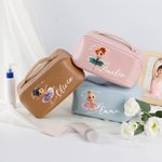 Bolsa de maquillaje de piel de PU con nombre para niña de ballet en 3D personalizada Accesorios de viaje portátiles Regalo de cumpleaños para niñas bailarinas