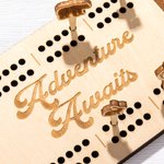 Personalised Engraved Animal Navigation Pattern Portable Cribbage Board with Wooden Pegs Camping Outdoor Activities Birthday Gift for Cribbage Lovers